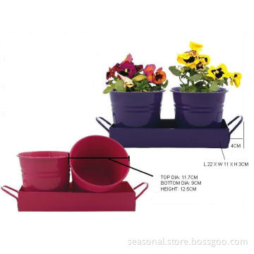 flowerpot set of 2pcs, metal flowerpot